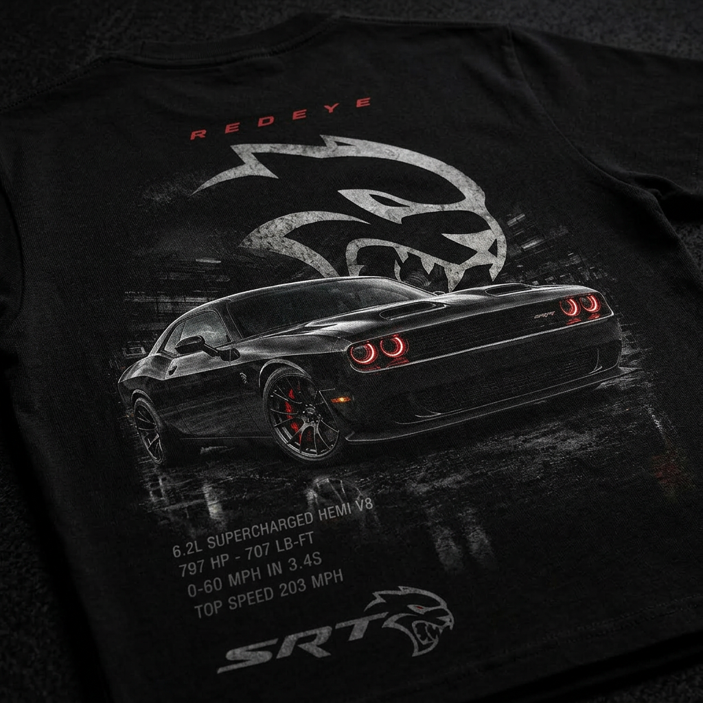 Close-up of premium black Garage Culture t-shirt showing fabric texture and printed graphic